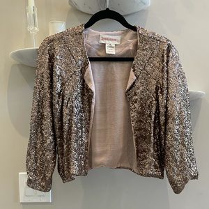 Anthropologie Metallic Pink Sequin Bolero